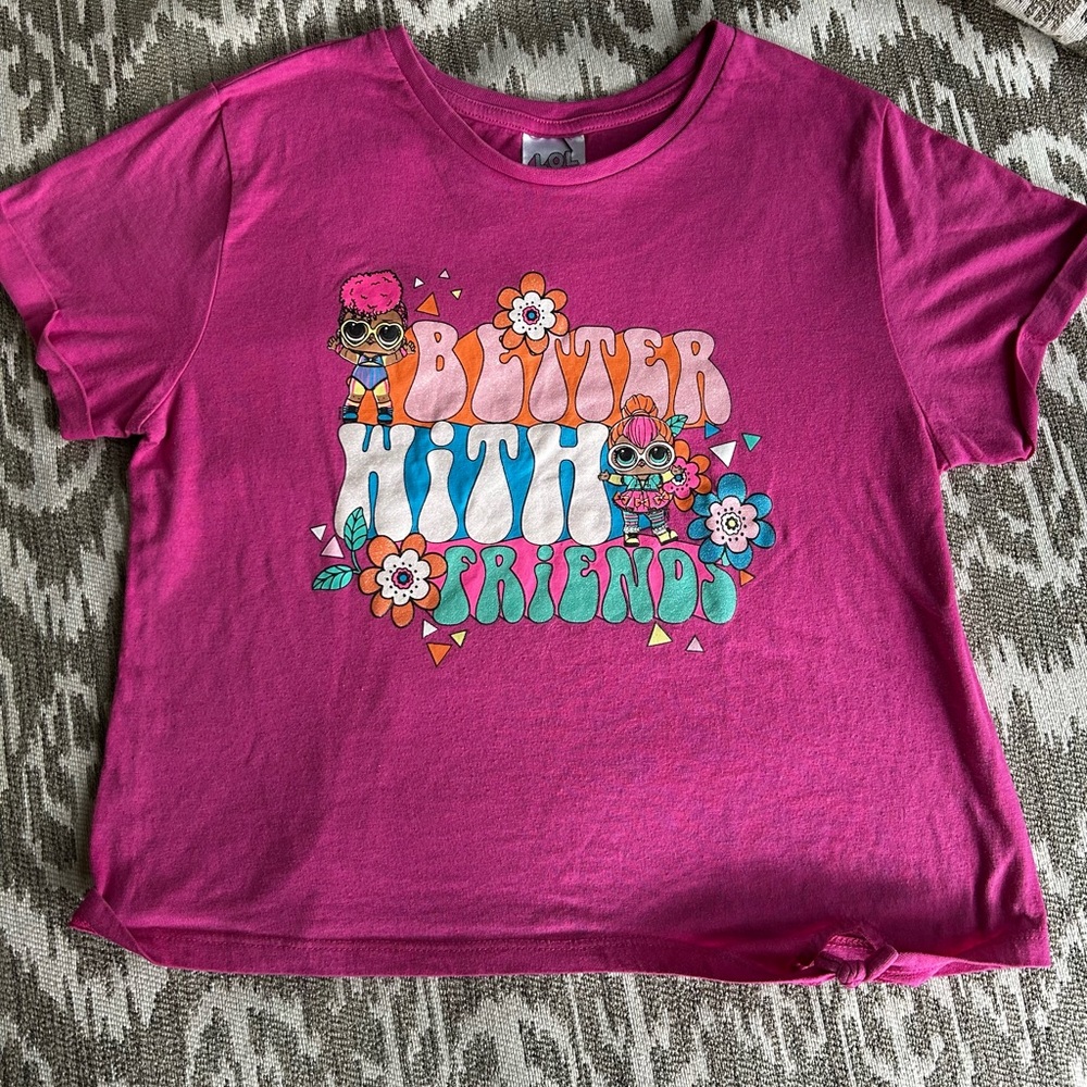LOL Surprise Tshirt Kids XL “Better With Friends” - Tie On Waist Pink MAD Engine